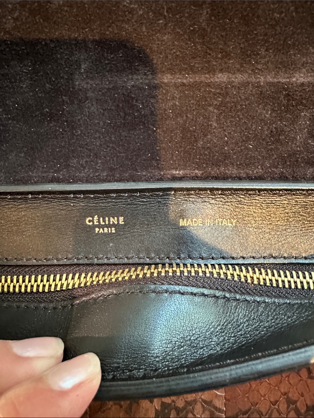 Celine Brown Python Leather Trapeze Bag Brown & Black w/dustbag - Picture 5 of 14